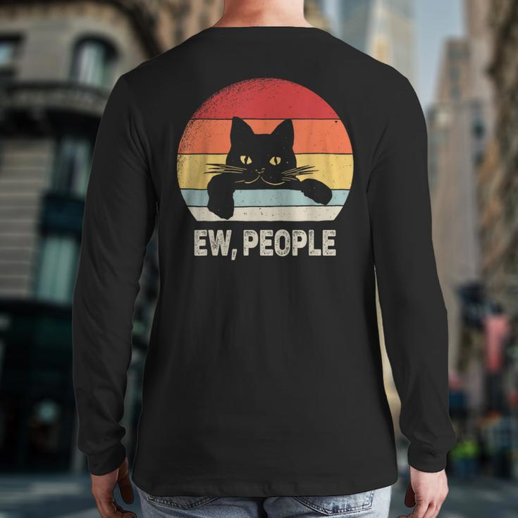 Vintage Retro Ew People Black Cat Back Print Long Sleeve T-shirt
