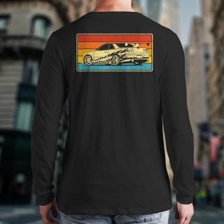 Vintage Tuner Car Skyline Graphic Retro Racing Drift Back Print Long Sleeve T-shirt