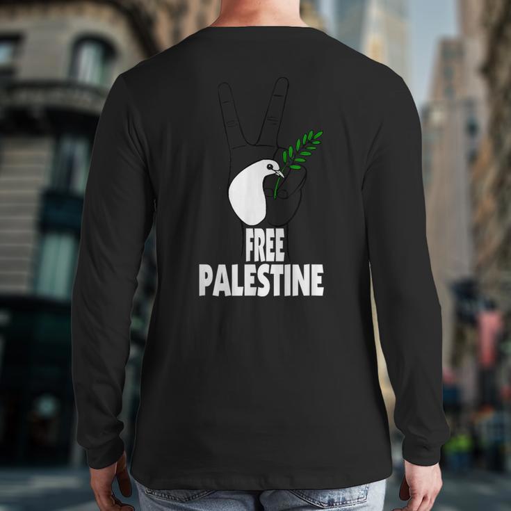 West Bank Middle East Peace Dove Olive Branch Free Palestine Back Print Long Sleeve T-shirt