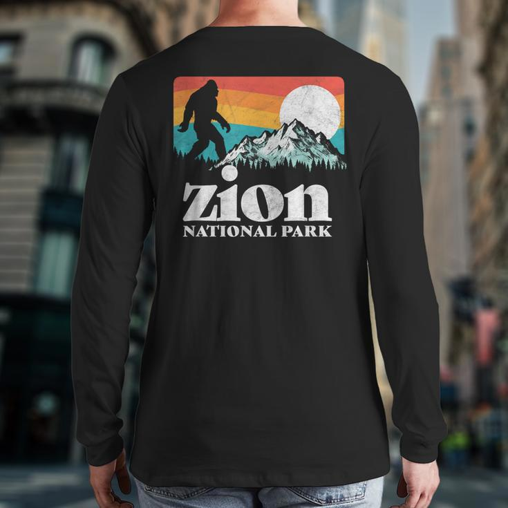Zion National Park Utah Bigfoot Mountains Back Print Long Sleeve T-shirt
