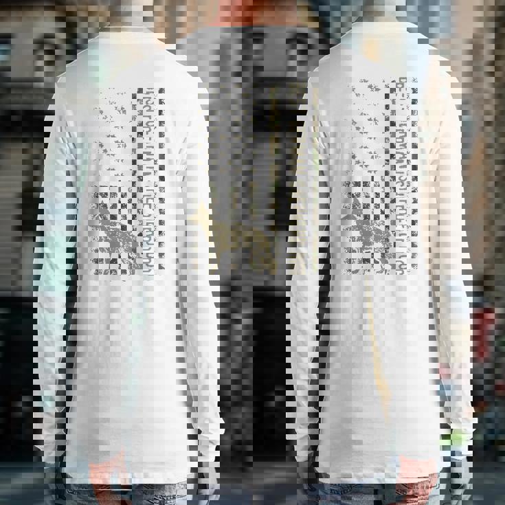 Best German Shepherd Dog Dad Camouflage American Flag Back Print Long Sleeve T-shirt