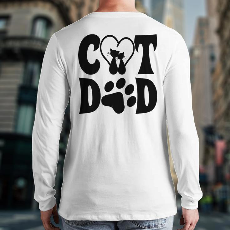 Cat Dad Heart Personalized Cat Dad Back Print Long Sleeve T-shirt