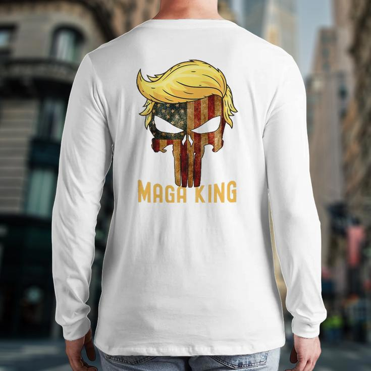 The Great Maga King Donald Trump Skull Maga King Back Print Long Sleeve T-shirt