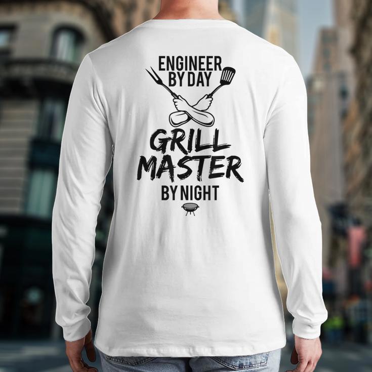 Grill Bbq Master Engineer Barbecue Back Print Long Sleeve T-shirt