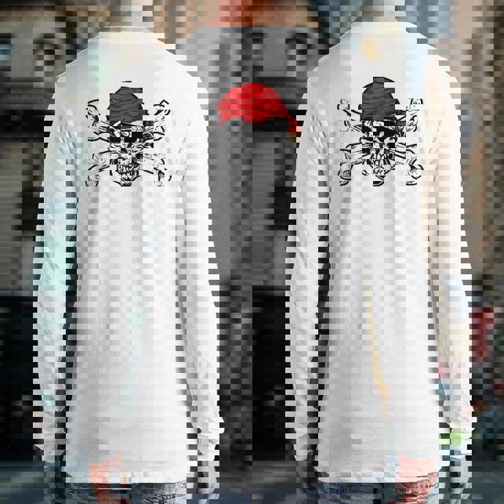 Jolly Roger Pirate Skull And Crossbones Flag Back Print Long Sleeve T-shirt