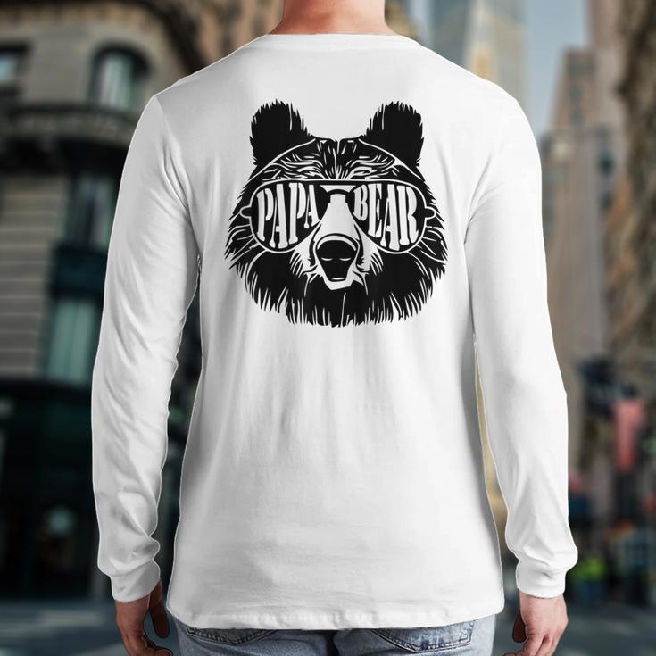 Mens Papa Bear Sunglasses Father's Day Dad Grandpa Back Print Long Sleeve T-shirt