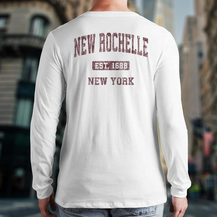 New Rochelle New York Ny Vintage Athletic Sports Back Print Long Sleeve T-shirt