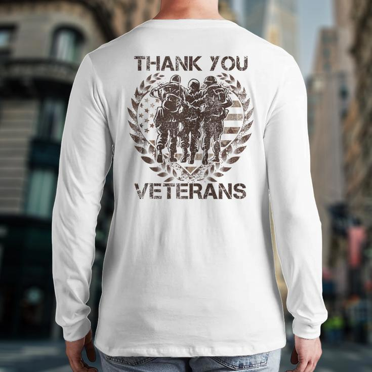 Thank You For Your Service Veteran Memorial Day Military Back Print Long Sleeve T-shirt
