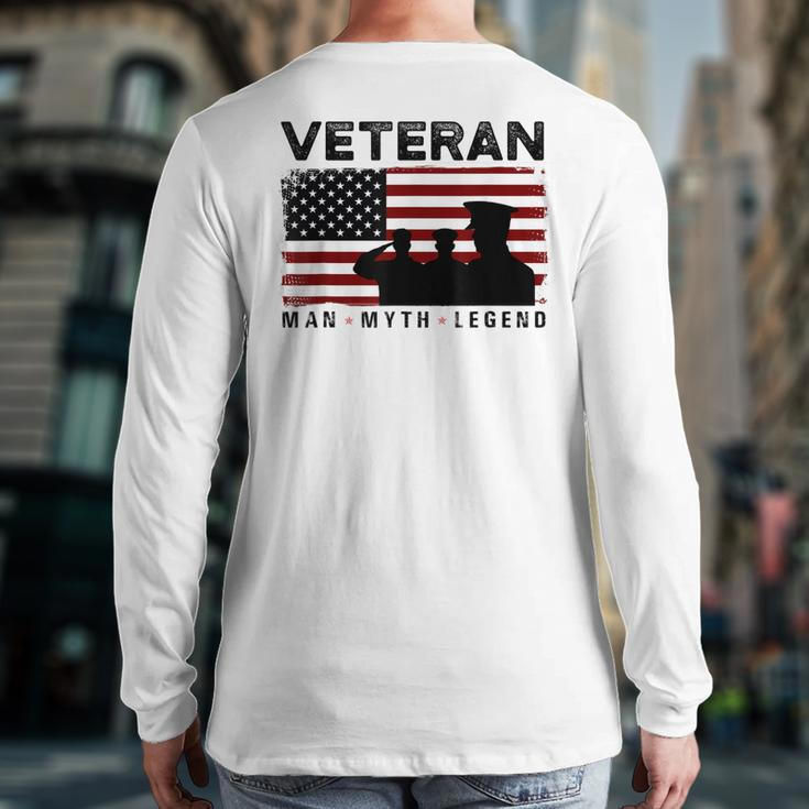 Veteran Man Myth Legend American Army Soldier Military Back Print Long Sleeve T-shirt