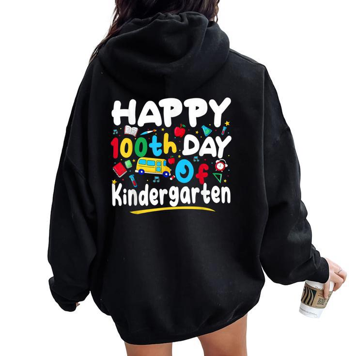 100 Days Of School Teacher 100Th Day Of Kindergarten Women Oversized Hoodie Back Print