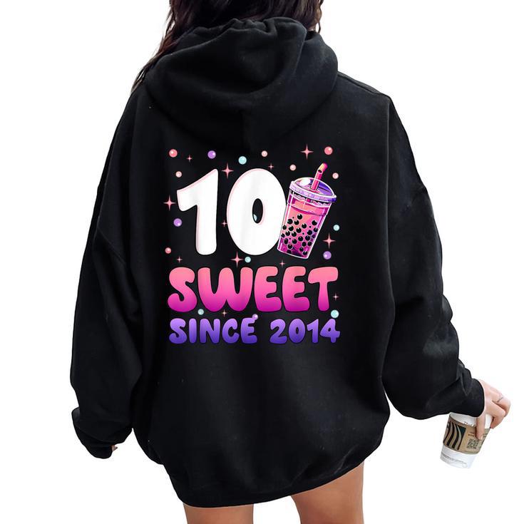 10Th Birthday 10 Yrs Old Girl Bubble Boba Tea Anime Women Oversized Hoodie Back Print