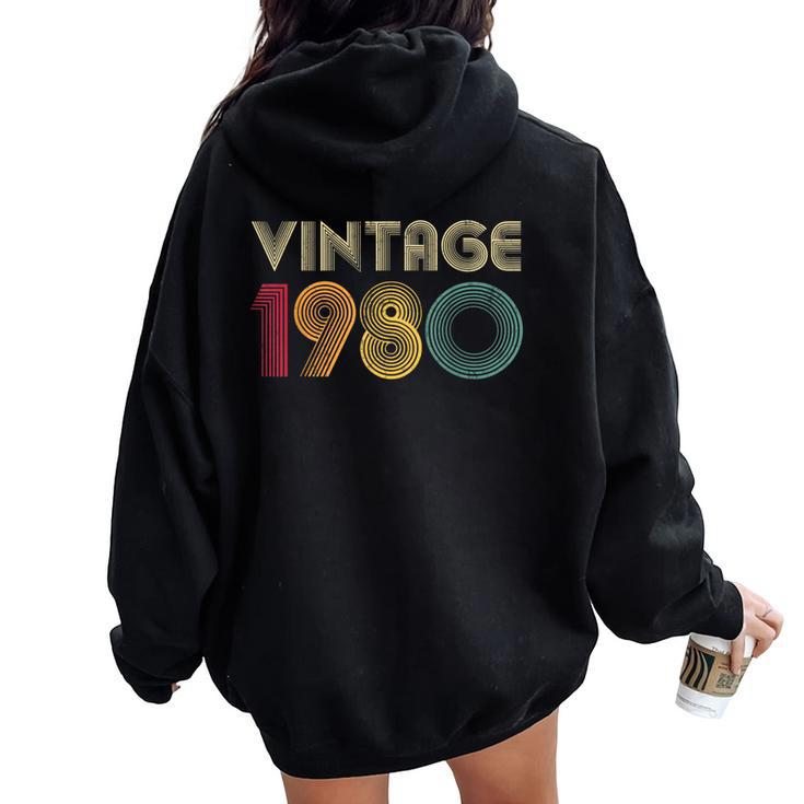 1980 44Th Birthday Vintage Retro 44 Years Old Women Oversized Hoodie Back Print