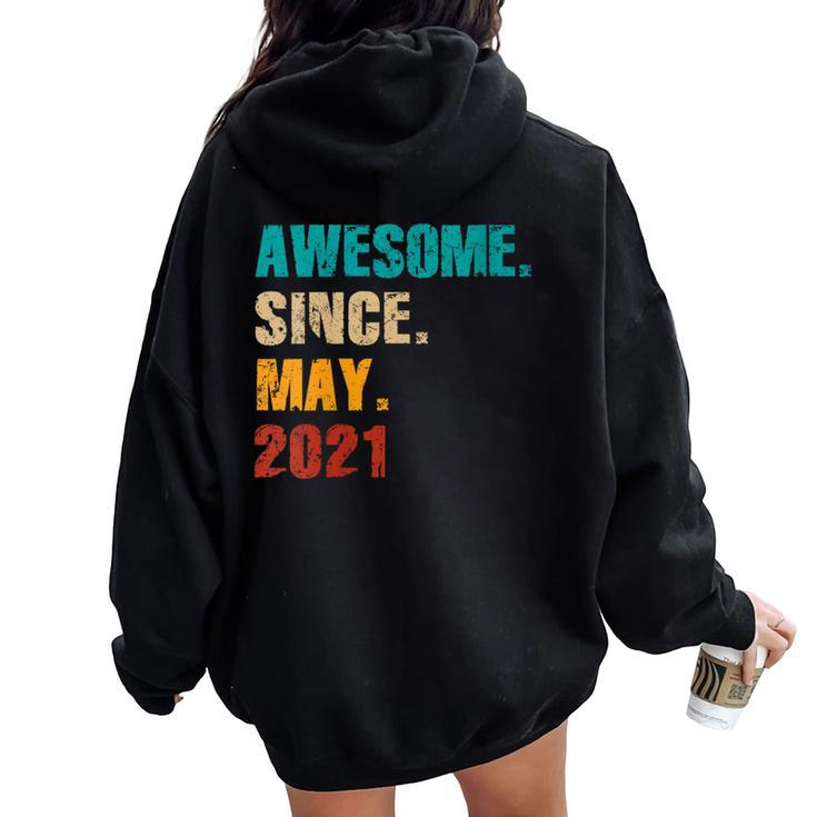 3 Year Old Vintage Awesome Since May 2021 3Rd Birthday Women Oversized Hoodie Back Print