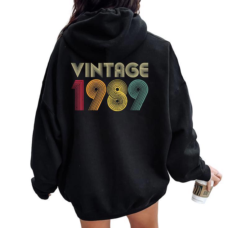 31Th Birthday Vintage 1989 Retro Mom Dad Women Oversized Hoodie Back Print