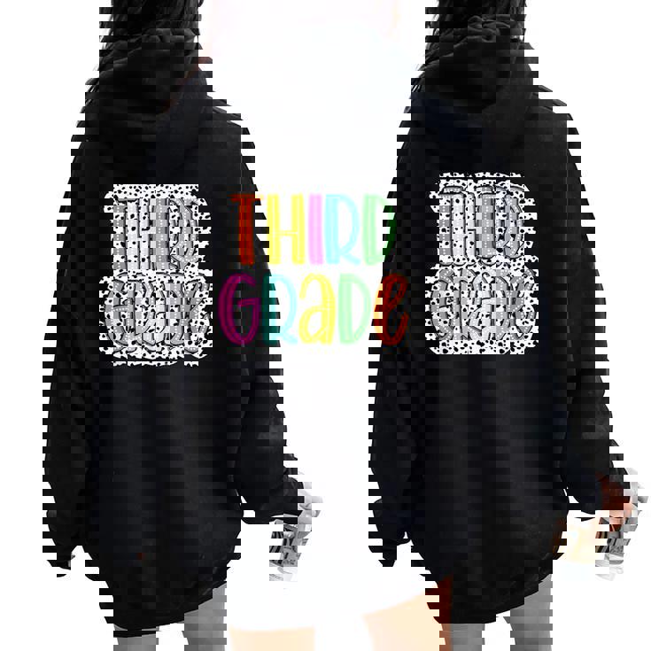 3Rd Grade Back To School Third Grade Teacher Dalmatian Dots Women Oversized Hoodie Back Print
