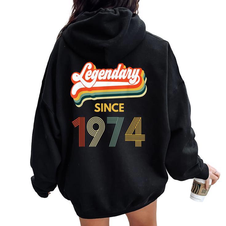 45Th Birthday Legendary Since 1974 Vintage Retro Women Women Oversized Hoodie Back Print