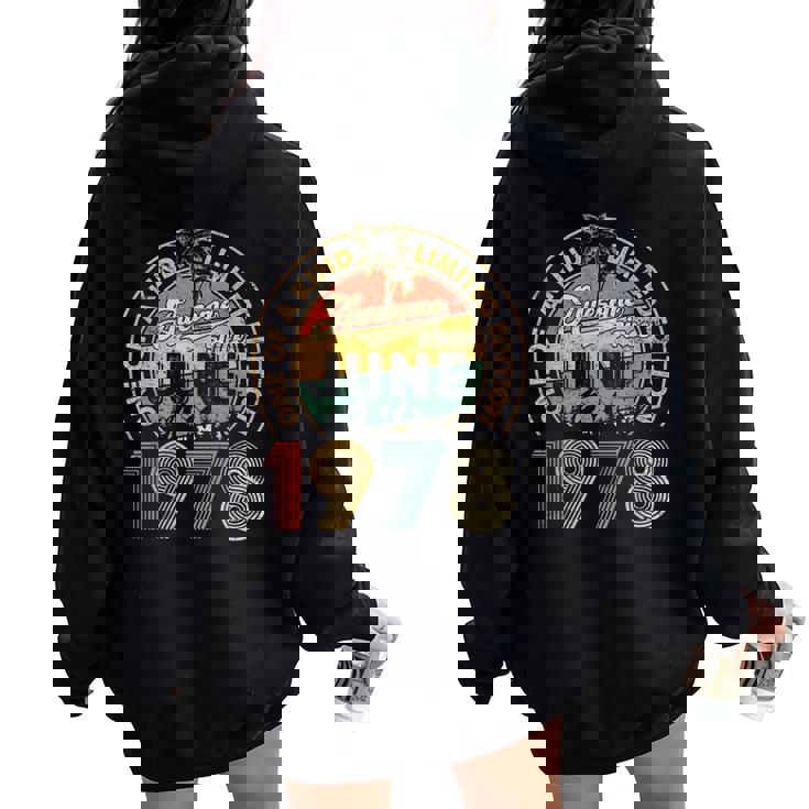 46 Years Old Vintage June 1978 46Th Birthday Women Women Oversized Hoodie Back Print