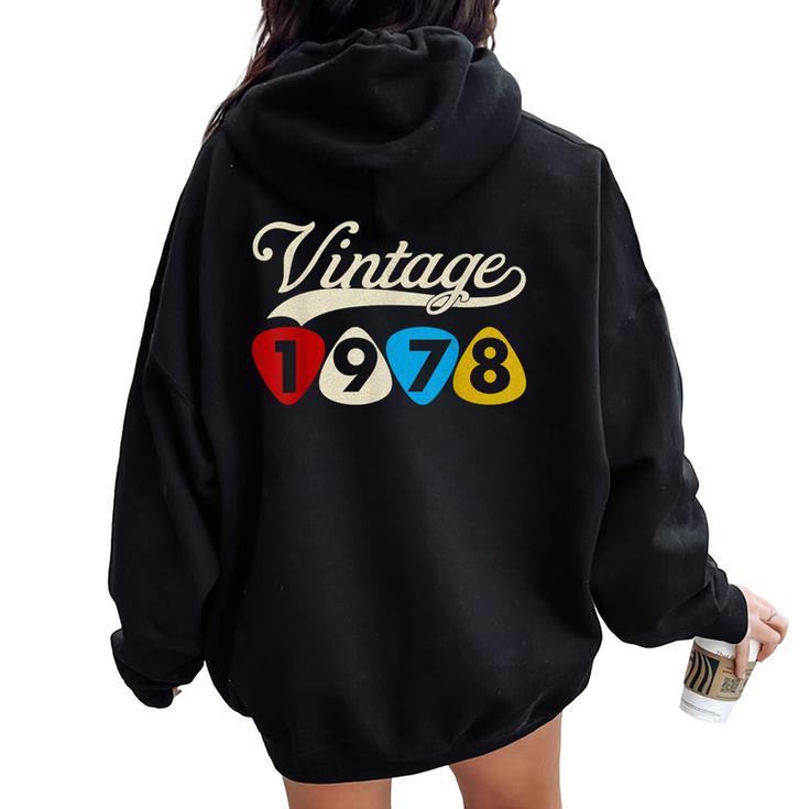 46Th Birthday Guitar Pick Retro Vintage 1978 Women Oversized Hoodie Back Print