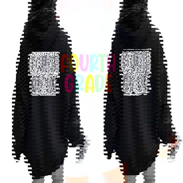 4Th Grade Back To School Dalmatian Dots Teacher Student Women Oversized Hoodie Back Print