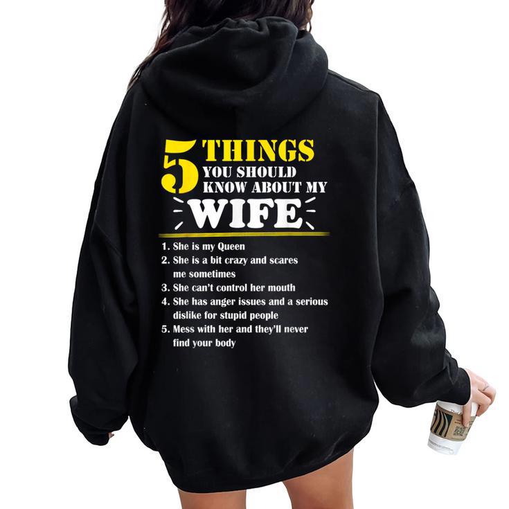 5 Things About My Wife  Husband Women Oversized Hoodie Back Print