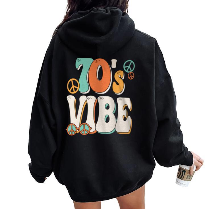 70'S Vibe Costume 70S Party Outfit Groovy Hippie Peace Retro Women Oversized Hoodie Back Print