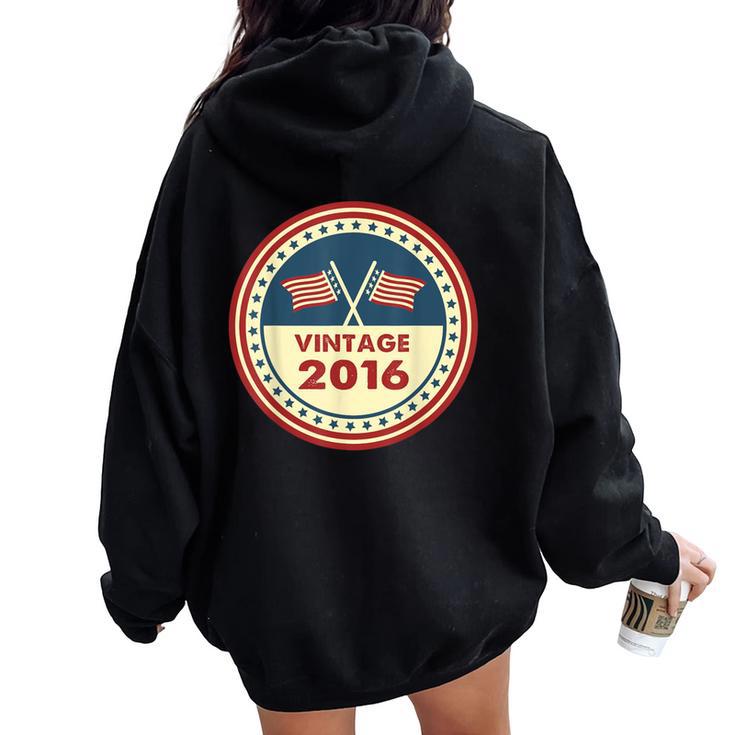 9 Years Old Vintage 2016 9Th Birthday Decoration Women Women Oversized Hoodie Back Print