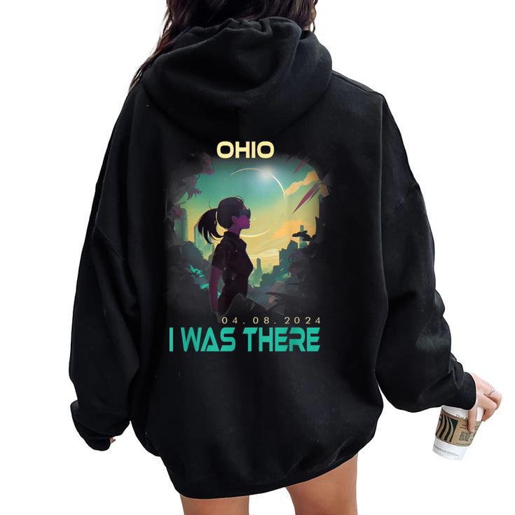 Aesthetic Girl Total Solar Eclipse 2024 Ohio Women Oversized Hoodie Back Print
