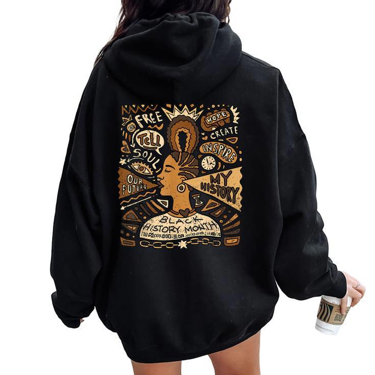 Afro Woman Black History Month African American Women Oversized Hoodie Back Print