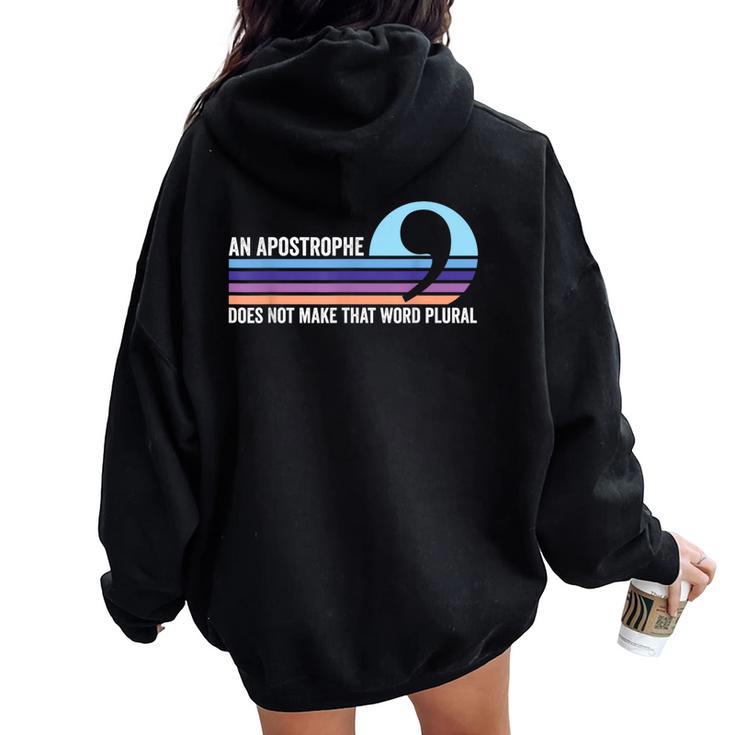 Apostrophe Does Not Make Vintage Stripe Teacher Women Oversized Hoodie Back Print