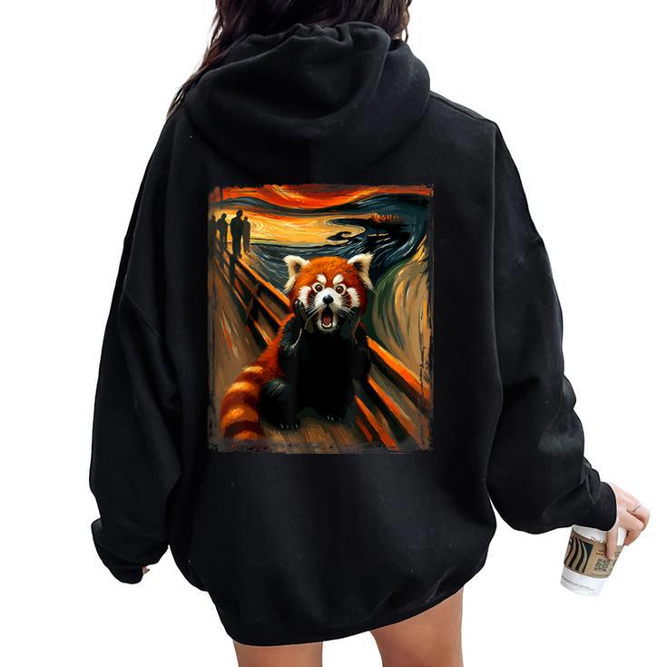 Artsy Scream For Red Panda Lovers Artistic Red Panda Women Oversized Hoodie Back Print