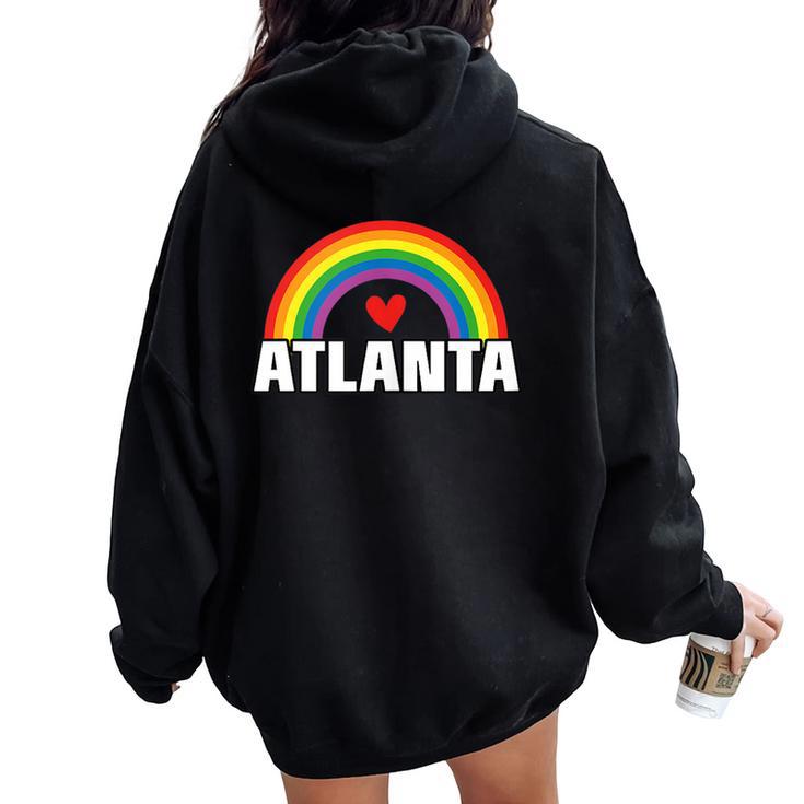 Atlanta Gay Pride Month Festival 2019 Rainbow Heart Women Oversized Hoodie Back Print