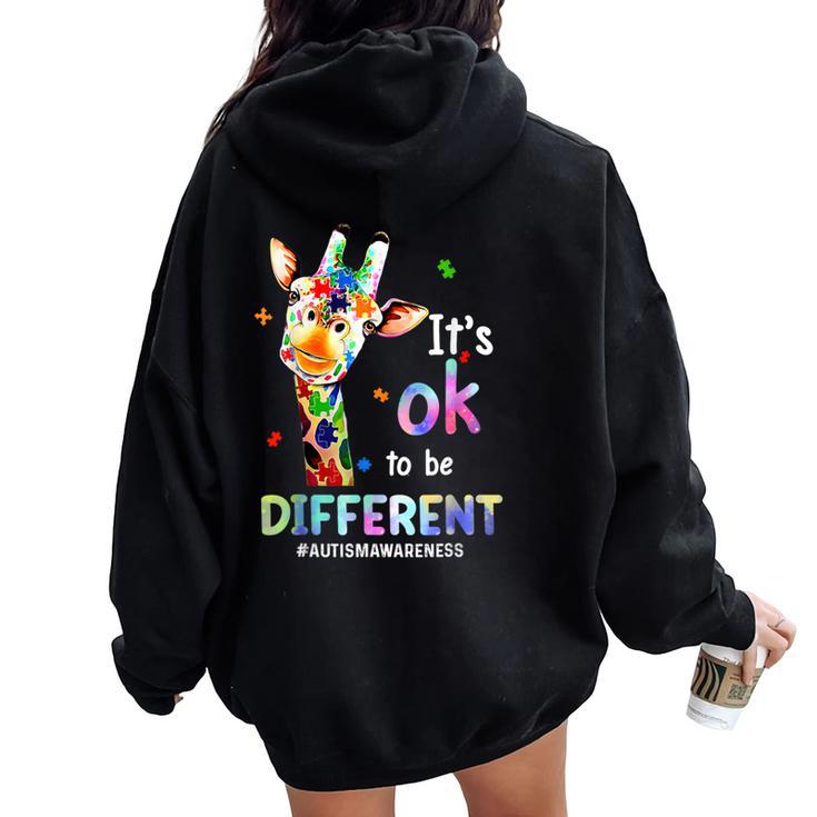 Autism Awareness Acceptance Giraffe Its Ok To Be Different Women Oversized Hoodie Back Print