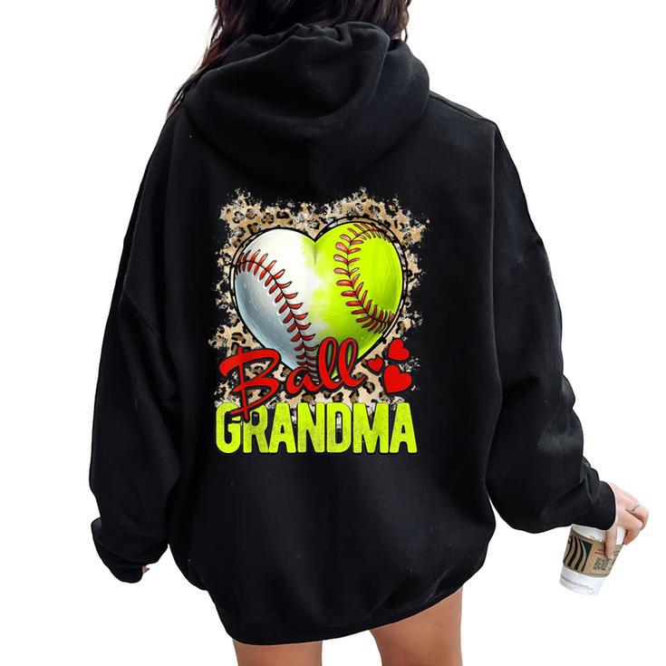 Ball Grandma Softball Grandma Baseball Grandma Women Oversized Hoodie Back Print