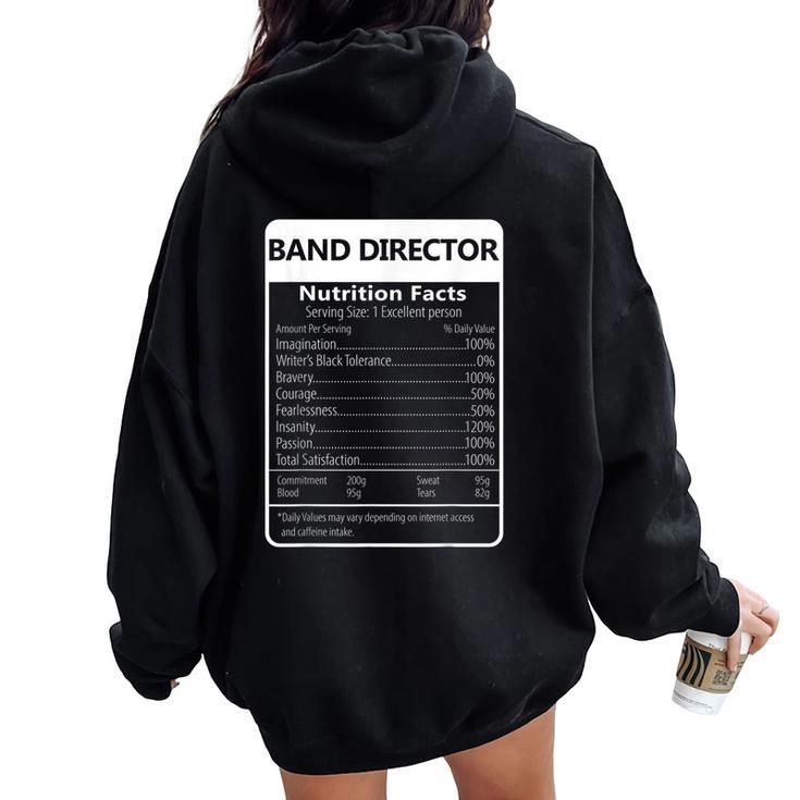 Band Director Nutrition Facts Sarcastic Graphic Women Oversized Hoodie Back Print