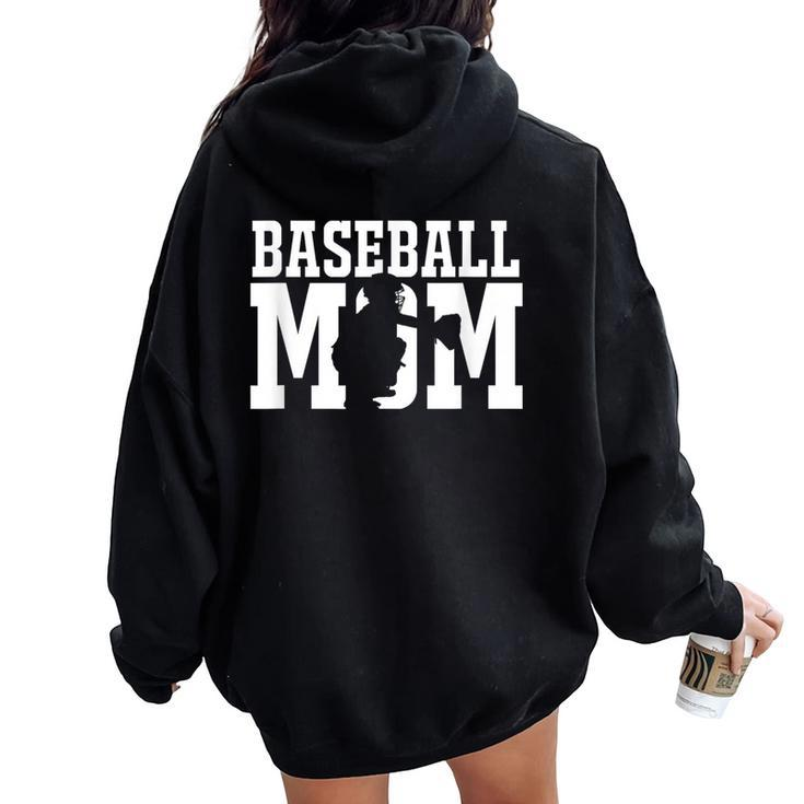 Baseball Mom Featuring Baseball Catcher Women Oversized Hoodie Back Print