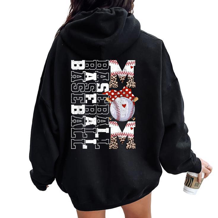 Baseball Mom Leopard Softball Mom Mother's Day 2024 Women Oversized Hoodie Back Print