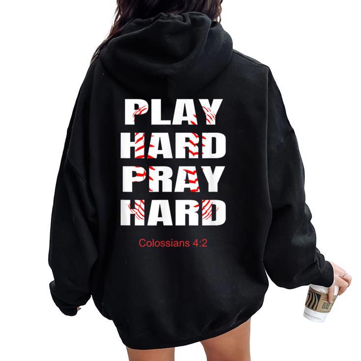 Baseball Player Christian Athletic Wear Bible Verses Athlete Women Oversized Hoodie Back Print