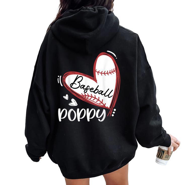 Baseball Poppy Heart Baseball Pride Mother's Day Women Oversized Hoodie Back Print