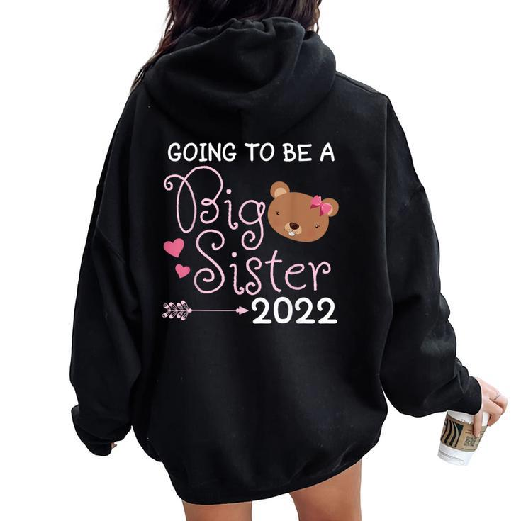 Become Big Sister 2022 Bear Sis Women Oversized Hoodie Back Print
