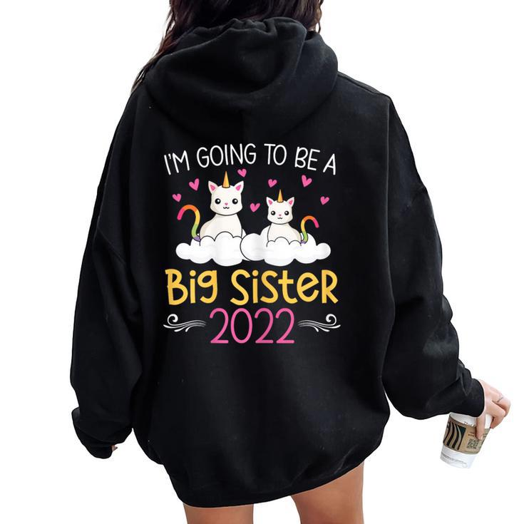 Become Big Sister Unicorn 2022 Women Oversized Hoodie Back Print