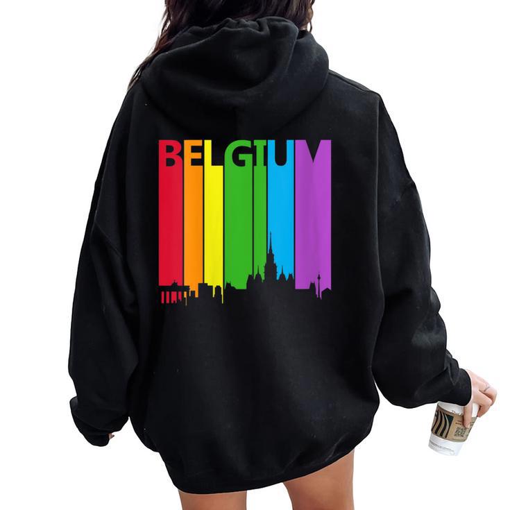 Belgium Skyline Lgbt Pride Women Oversized Hoodie Back Print