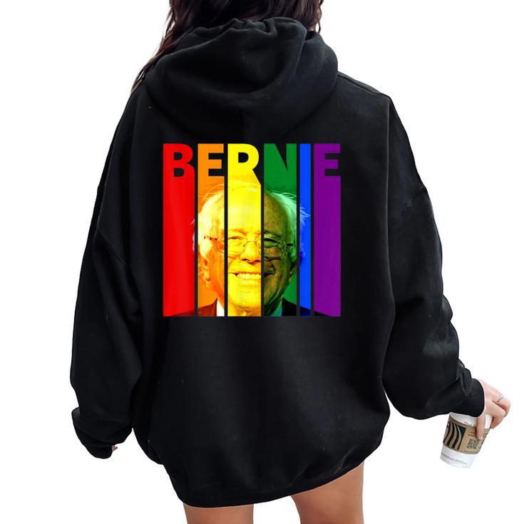 Bernie Sanders Gay Lgbtq Rainbow Vintage Democrat Voter Women Oversized Hoodie Back Print