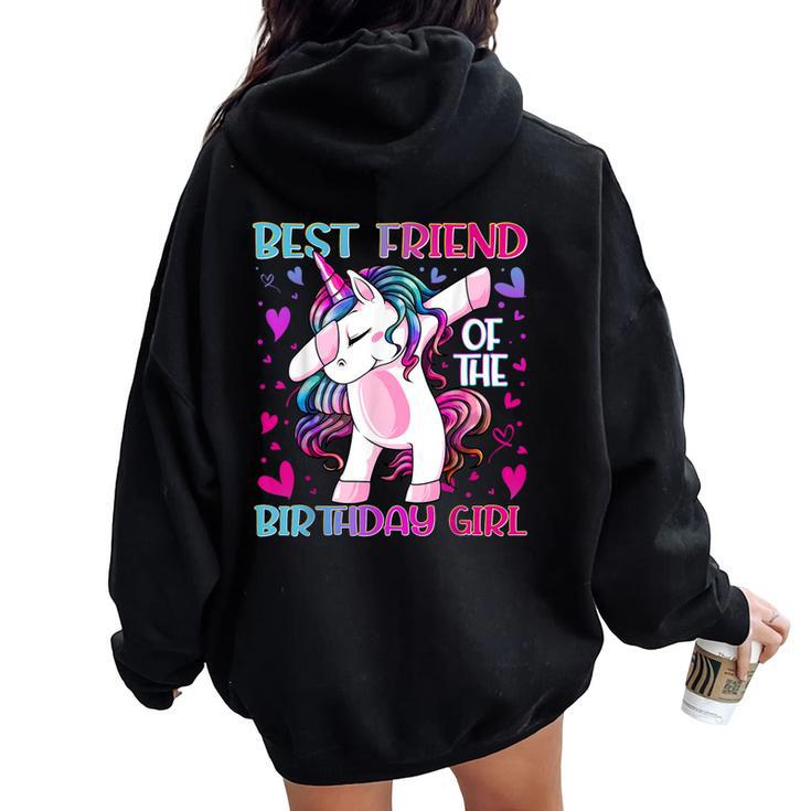 Best Friend Of The Birthday Girl Dabbing Unicorn Girl Women Oversized Hoodie Back Print