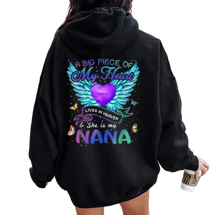 A Big Piece Of My Heart Lives In Heaven She Is Nana Angel Women Oversized Hoodie Back Print