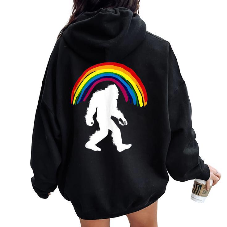 Bigfoot Graffiti Rainbow Sasquatch Tagger Women Oversized Hoodie Back Print