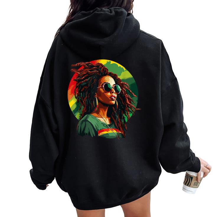 Black Afro American Junenth Afrocentric Women Oversized Hoodie Back Print