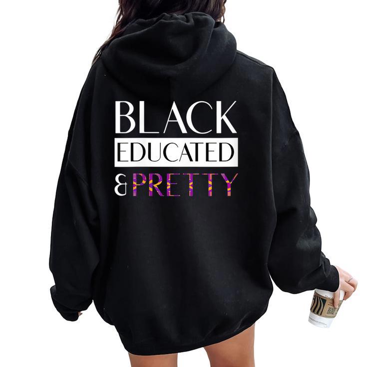 Black Educated And Pretty Kente Pattern West African Style Women Oversized Hoodie Back Print