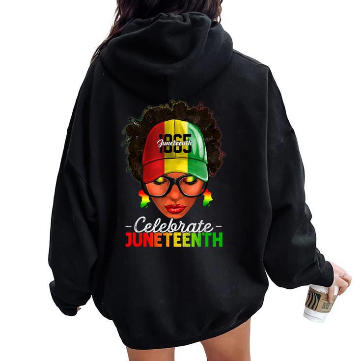 Black Messy Bun Celebrate Junenth For Women Women Oversized Hoodie Back Print