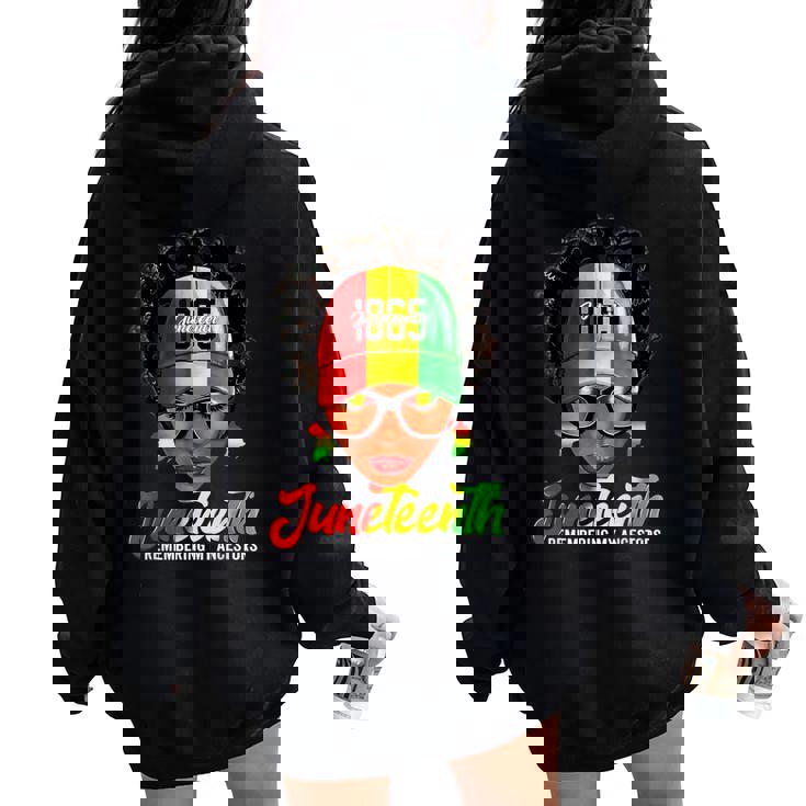 Black Messy Bun Junenth Remembering My Ancestors Women Oversized Hoodie Back Print