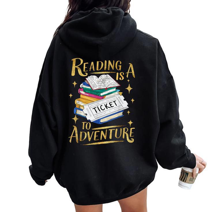 Book Adventure Library Student Teacher Book Women Oversized Hoodie Back Print